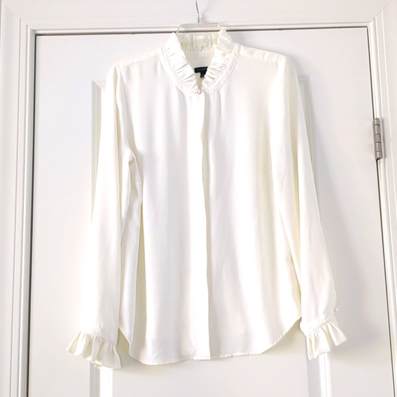 Talbots - Ruffle Trim Blouse - Ivory - Picture 1 of 7
